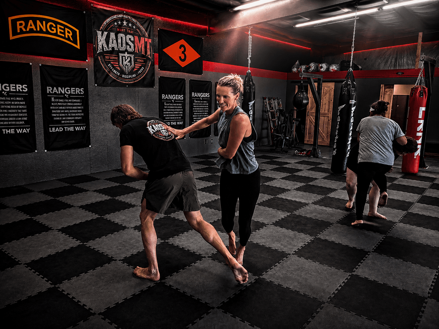 Self-defense training at KAOS Muay Thai